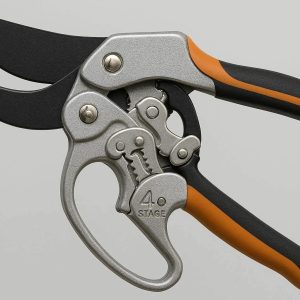Ratchet Action Pruning Shears with Four Stage Cutting Mechanism for Effortless Trimming of Tough Woody Stems and Garden Branches