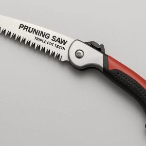 Folding Hand Pruning Saw with Triple Cut Teeth and Ergonomic Handle for Quick Cutting of Medium Garden Tree Branches and Limbs