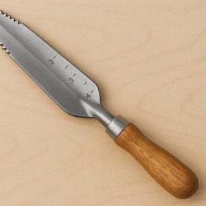 Narrow Transplanter Trowel with Serrated Edge and Measurement Scale for Precise Deep Root Weeding and Small Space Container Gardening