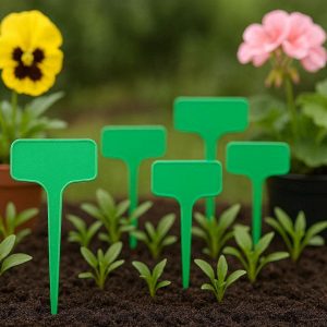 Durable T Type Plastic Plant Labels for Garden Seedlings and Potted Flowers with Waterproof Surface and Easy Writing Area