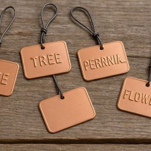 Copper Plant Tags with Wire Ties for Embossed Permanent Identification of Trees Shrubs and Perennial Flowers in Professional Landscapes