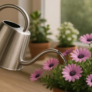 Durable Stainless Steel Watering Can for Indoor Garden Flowers with Comfortable Handle and Smooth Pouring Spout Design