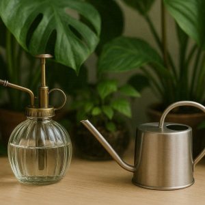 Glass Plant Mister and Small Watering Can Set for Terrariums Tropical Plants and Delicate Indoor Foliage Moisture Control